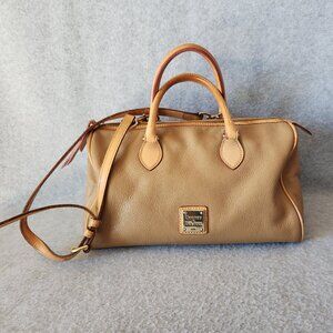 Dooney & Bourke Satchel Crossbody Bag Pebbled Leather Tan Beige